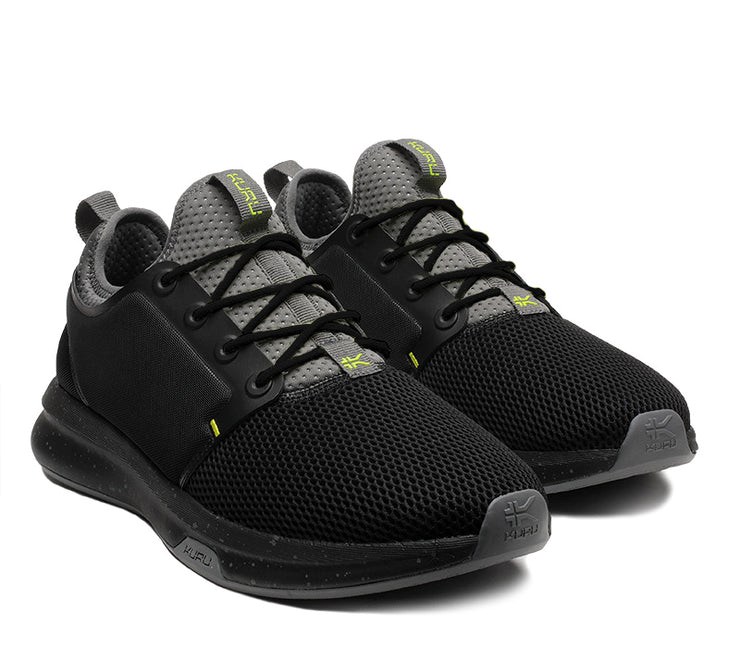 Kuru ATOM Athletic Sneaker Jet Black-Citron | 43659-DOMK