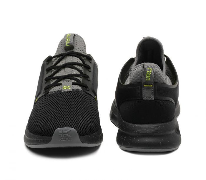 Kuru ATOM WIDE Athletic Sneaker Wide Jet Black-Citron | 67385-UAWD