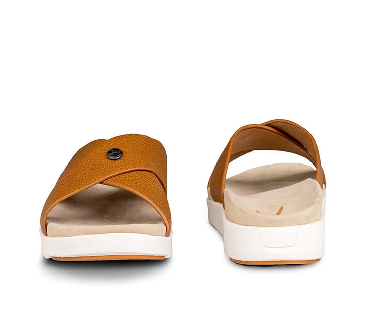 Kuru BREEZE Slide Sandal Caramel Brown-White-Gum | 20681-BAGH