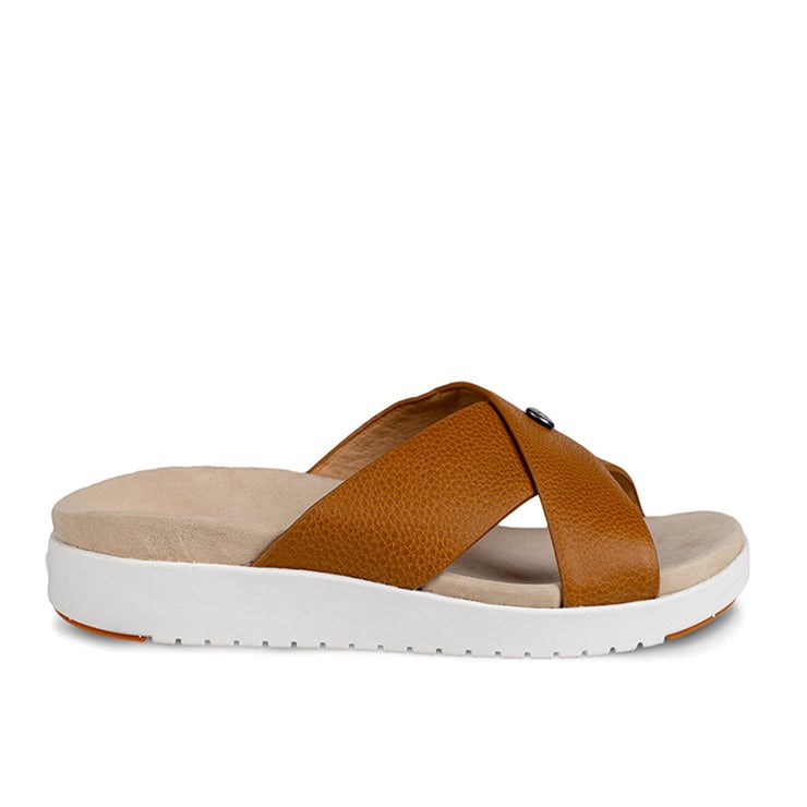 Kuru BREEZE Slide Sandal Caramel Brown-White-Gum | 20681-BAGH