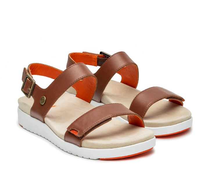 Kuru GLIDE Sandal Walnut Brown-Blood Orange | 96478-OIZT