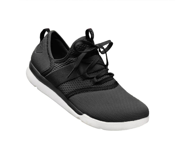 Kuru PIVOT Lace-up Elastic Sneaker Jet Black-White | 12458-DYVN