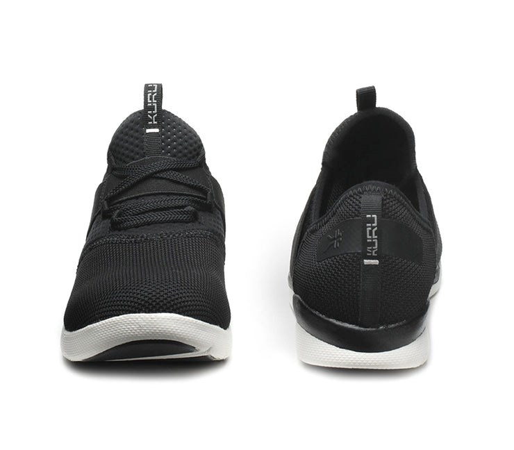 Kuru PIVOT Lace-up Elastic Sneaker Jet Black-White | 12458-DYVN